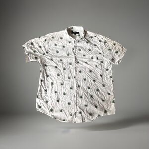 Molokai Surf Shirt Sz XL Cannabis 420 Button Down White Green Marijuana Weed